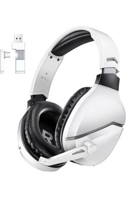 WolfLawS Wireless Gaming Headset with Noise Canceling Microphone for PS5, PC, PS4, 2.4G/Bluetooth Gaming Headphones with USB and Type-c Connector, Wir