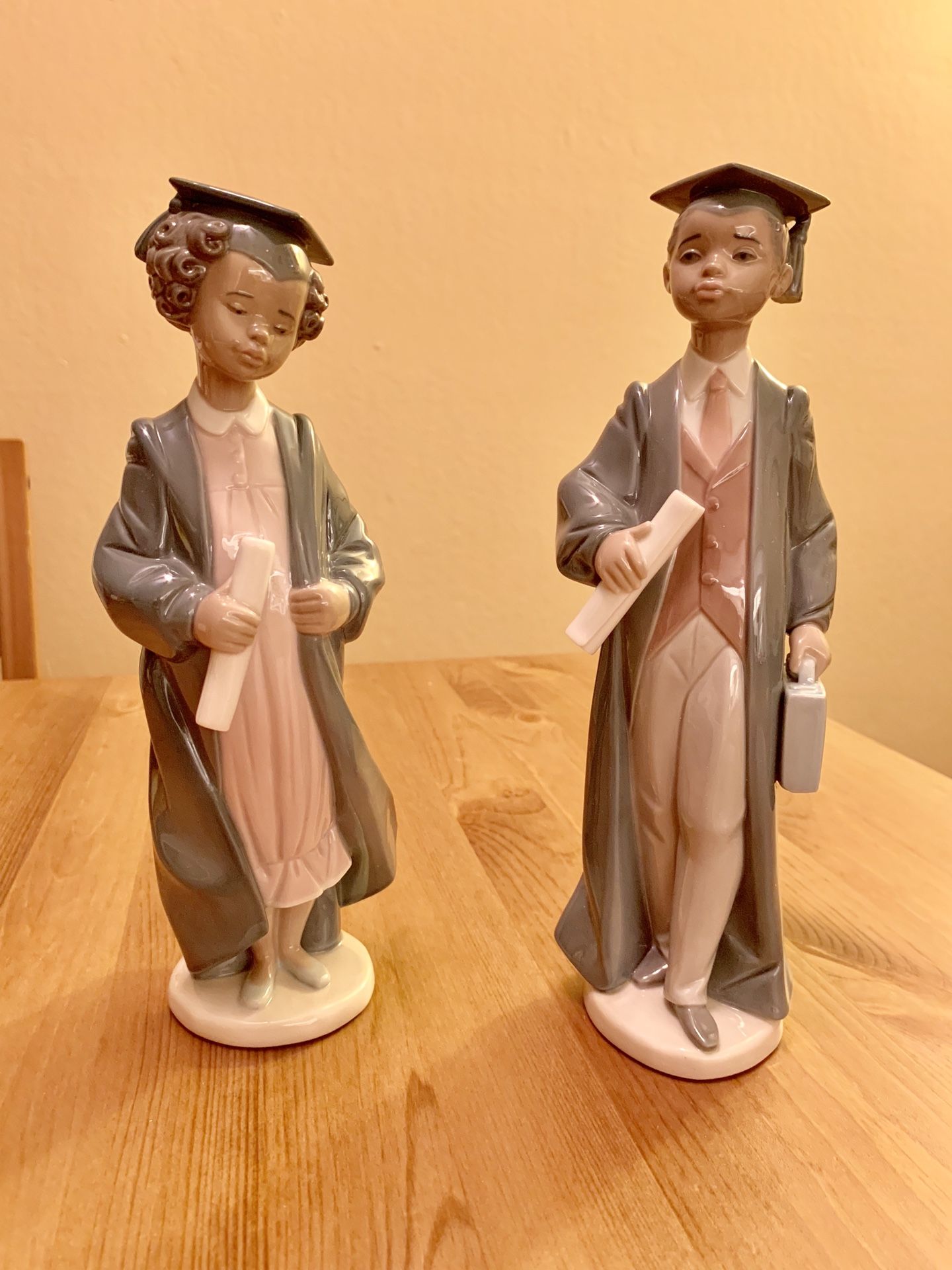 Lladro Graduate Figurines #6494 & #6495 Onward And Upward - The Road To Success