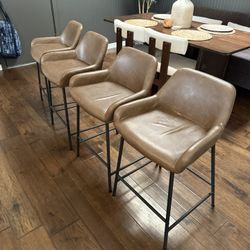 Brown Faux Leather Barstools (4)