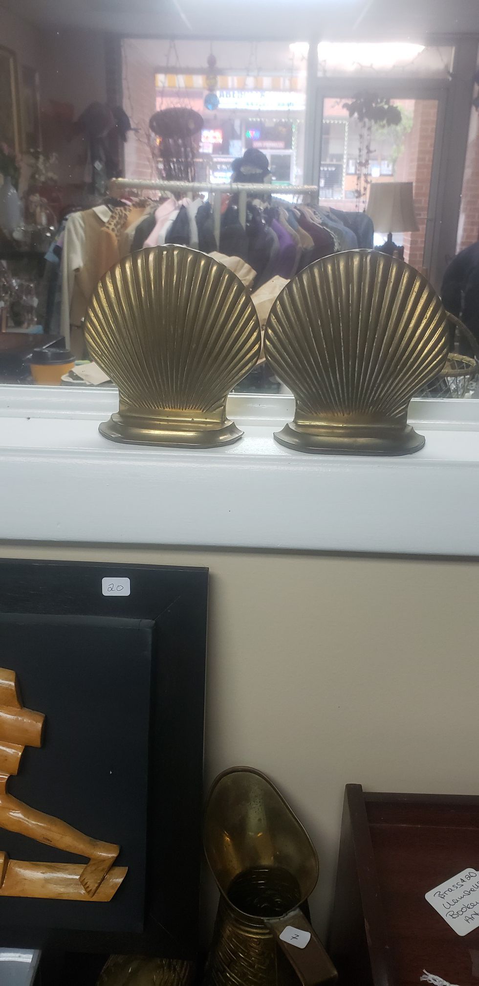 Brass clam shells art deco bookends