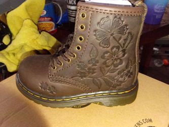 Dr. Martens Brown Floral Embossed Lace-Up Boot