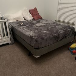 Queen Bed, Box Frame, And Metal Frame 