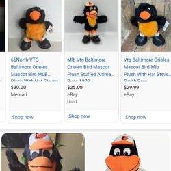New-Vintage Orioles Mascot Plush Collectible Toy-$5