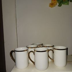 6 Gold Rimmed Cups 