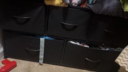 Black Fabric Dresser with Multiple Drawers