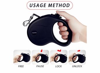 16Ft Retractable Dog Leash,Light Weight Leash for Small to Medium Dogs/Cats Up to 50lbs,Stainless Steel Spring Strong Nylon Tape, Tangle Free, One-Han