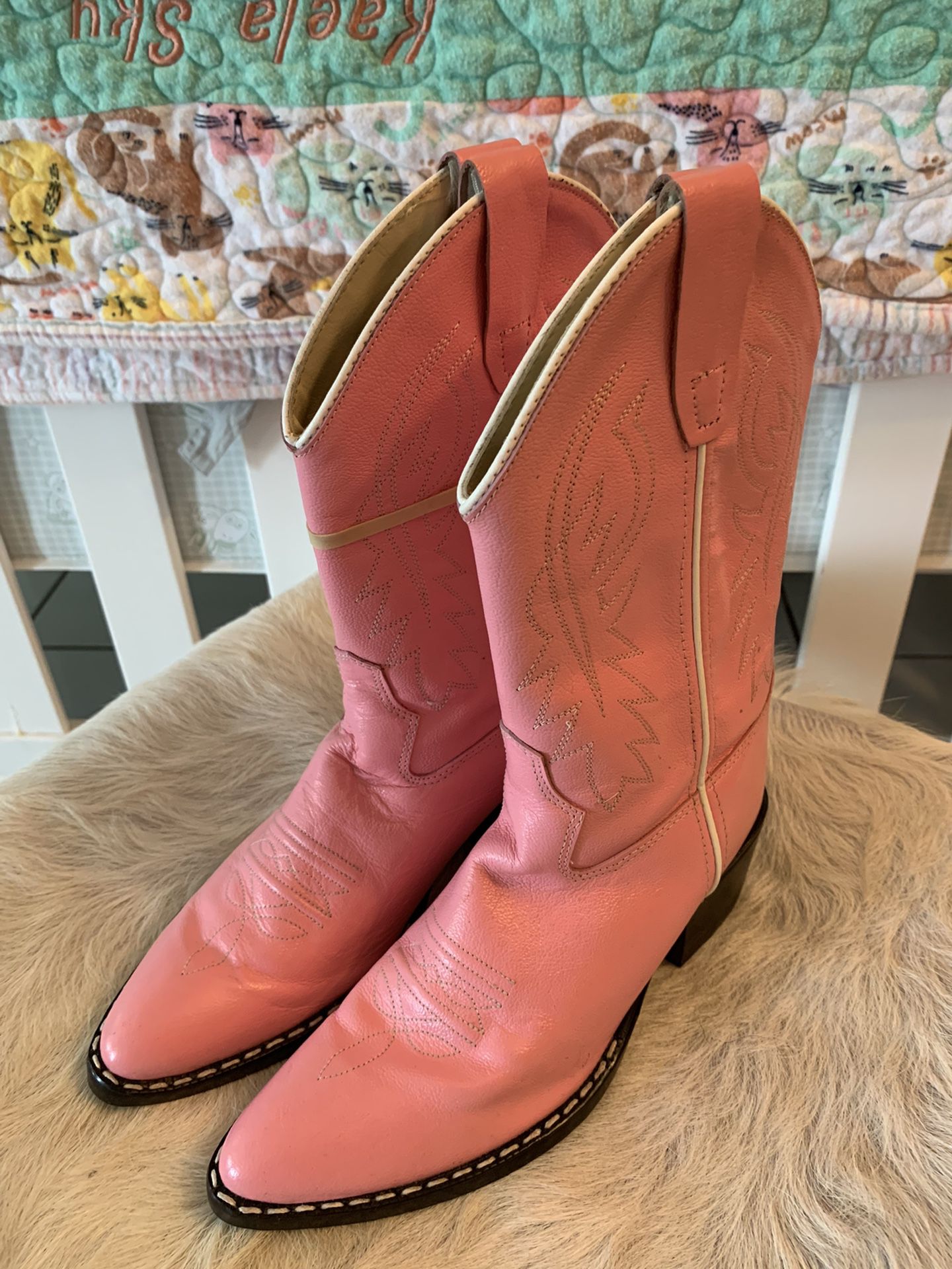 Old West Pink Designer Kid Boots