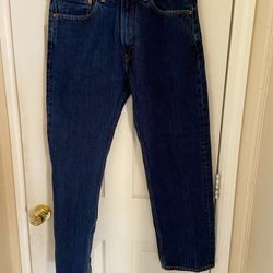 Levi's 505 Regular Fit Mens Size 36 X 30 Straight Leg Dark Blue Denim Jeans 