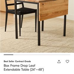 West Elm Box Frame Drop Leaf Extendable Dining Table 24-48", Raw Mango