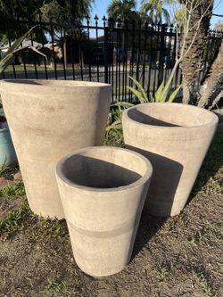 Tall Cone Terracotta Planters- Antique Finish Terracotta Pots($270 set of 3)
