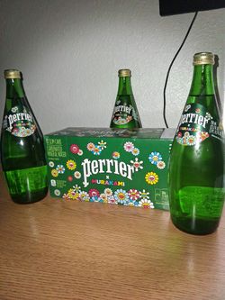 Takashi Murakami x Perrier 10 Slim Cans and 3 glass bottles