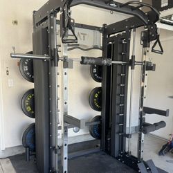 Smith Machine, Pulley System, Power Rack, Rubber Weights, Dumbbells 