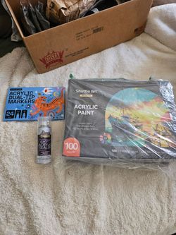 Shuttle Art 100 Colors Acrylic Paint Set, Artistro 24 Dual-Tip Acrylic Markers, Aleene's Gloss Seale
