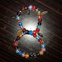 Multi Color Beaded Bracelet With Charms