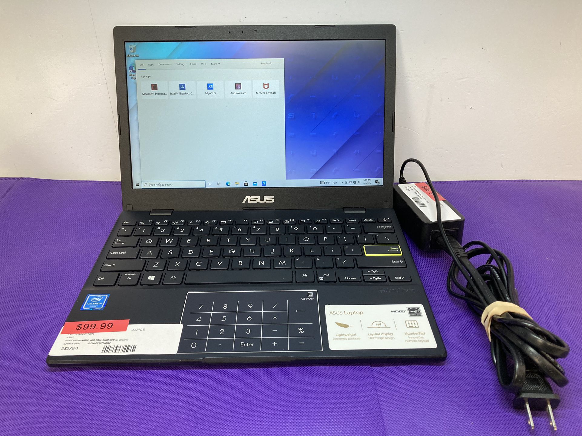 ASUS Laptop L210 MA Intel Celeron N4020 Processor, 4GB RAM, 64GB SSD   
