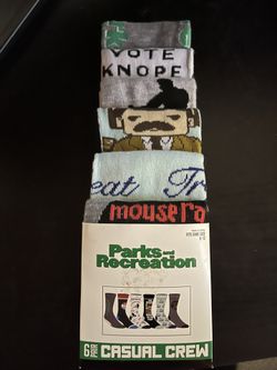 6 Pair Casual Crew Socks-Park And Recreation Themed