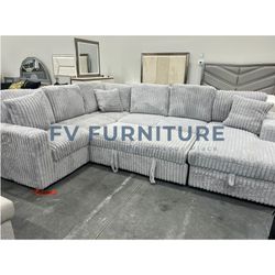 BRAND NEW! 3 MONTHLY PAYMENTS! BLACK GREY BEIGE SECTIONAL WITH PULLOUT-BED! SAME DAY DELIVERY