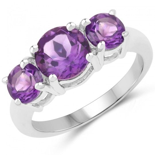 Captivating Ladies Sterling Silver Amethyst Size 7 Designer Ring