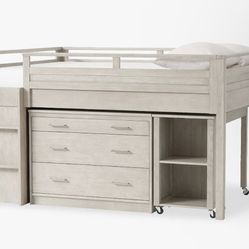 Pottery Barn full loft bed, desk, and dresser 