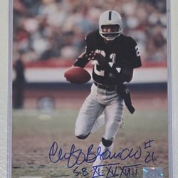 Cliff Branch Autographed 8x10 Inscribed Raiders Photo! COA, 3x Superbowl Champion & HOF WR!