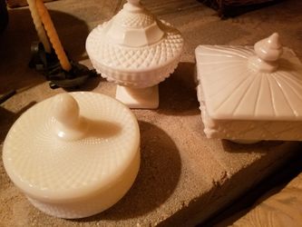 Milk glass candy dishes