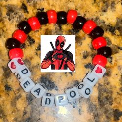 Handmade Dead Pool Theme Beads Bracelet 