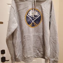 Men's Buffalo Sabres Fanatics Branded Heathered Gray Primary Team Logo Fleece Pullover Hoodie Size XL
