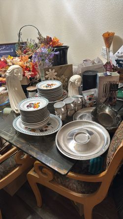 Just The Dishes Are Making An Offer. You Can Make One Too On The Rest Of The Dishes I Have In The Background Or Ceramic Statues Of 11 Big Plate