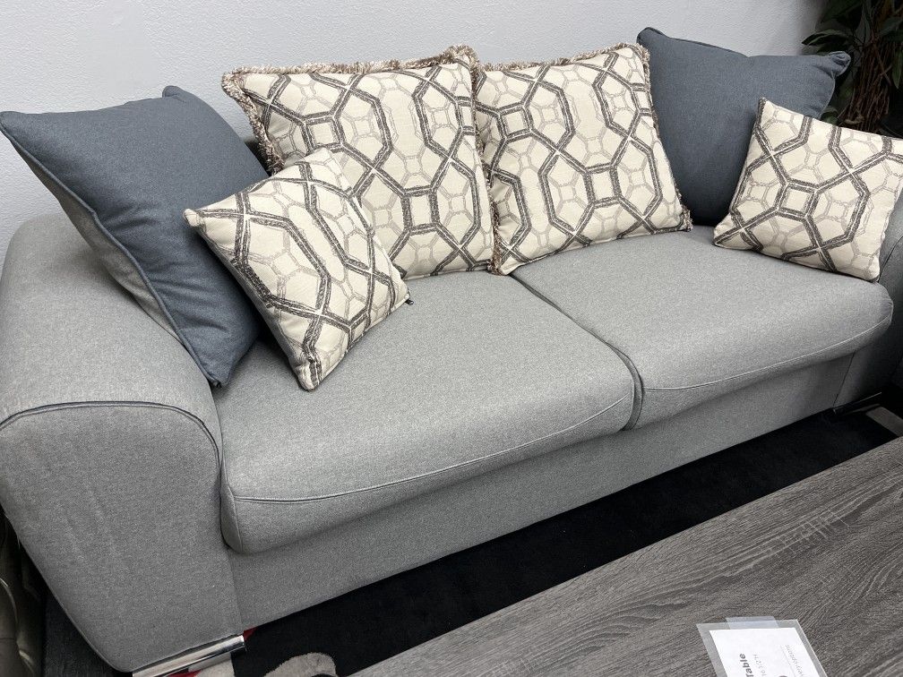 Sofa and Loveseat ,2pcs Gray 