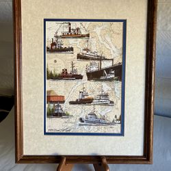 Vintage Limited Edition Betty Vestuto Chart Art Boat Print