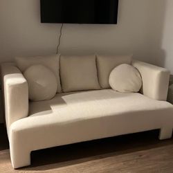 Isobel Ivory Linen Upholstered Love Seat