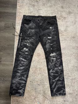 DOPE Black Distressed Moto Jeans Size 36 Zip Detail