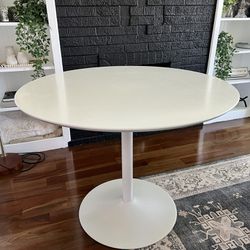 CB2 White Pedestal Dining Table