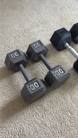 (2) 30 pounds dumbbells
