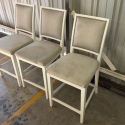 3 White Bar Stools Chairs - Dirty