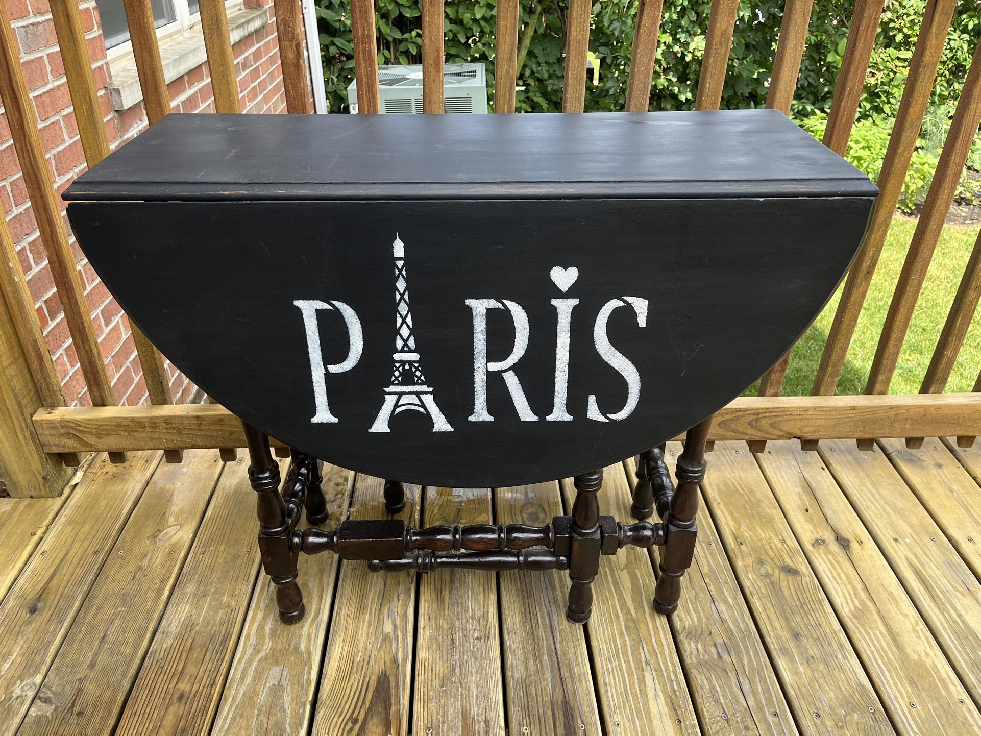 Vintage Large Black Gated Leg Table