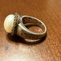 Lagos Caviar Luna 10mm Pearl 18k 750 & 925 Ring
