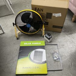 16in 30W solar panel fan Quiet 3-Blade Yellow 30W High-Efficiency Solar Panel, Quiet, Waterproof
