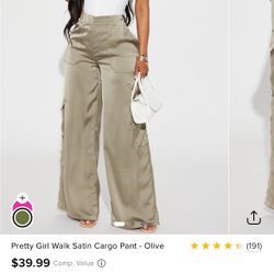 Pretty Girl Walk Satin Cargo Pant - Olive Fashion Nova