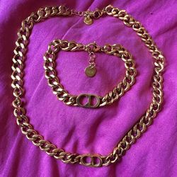 Authentic Christian Dior Link Choker Necklace Matching Bracelet Brand New Beautiful High Quality Beautiful! 