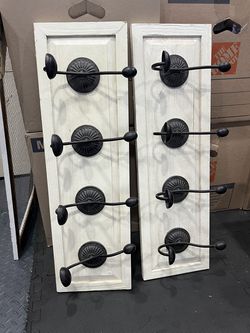 2 Rustic Wall-Mounted Coat Racks – 8 Hooks Total
