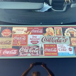 Vintage 90’s Coca-Cola Puzzle 13” X 35” Framed 