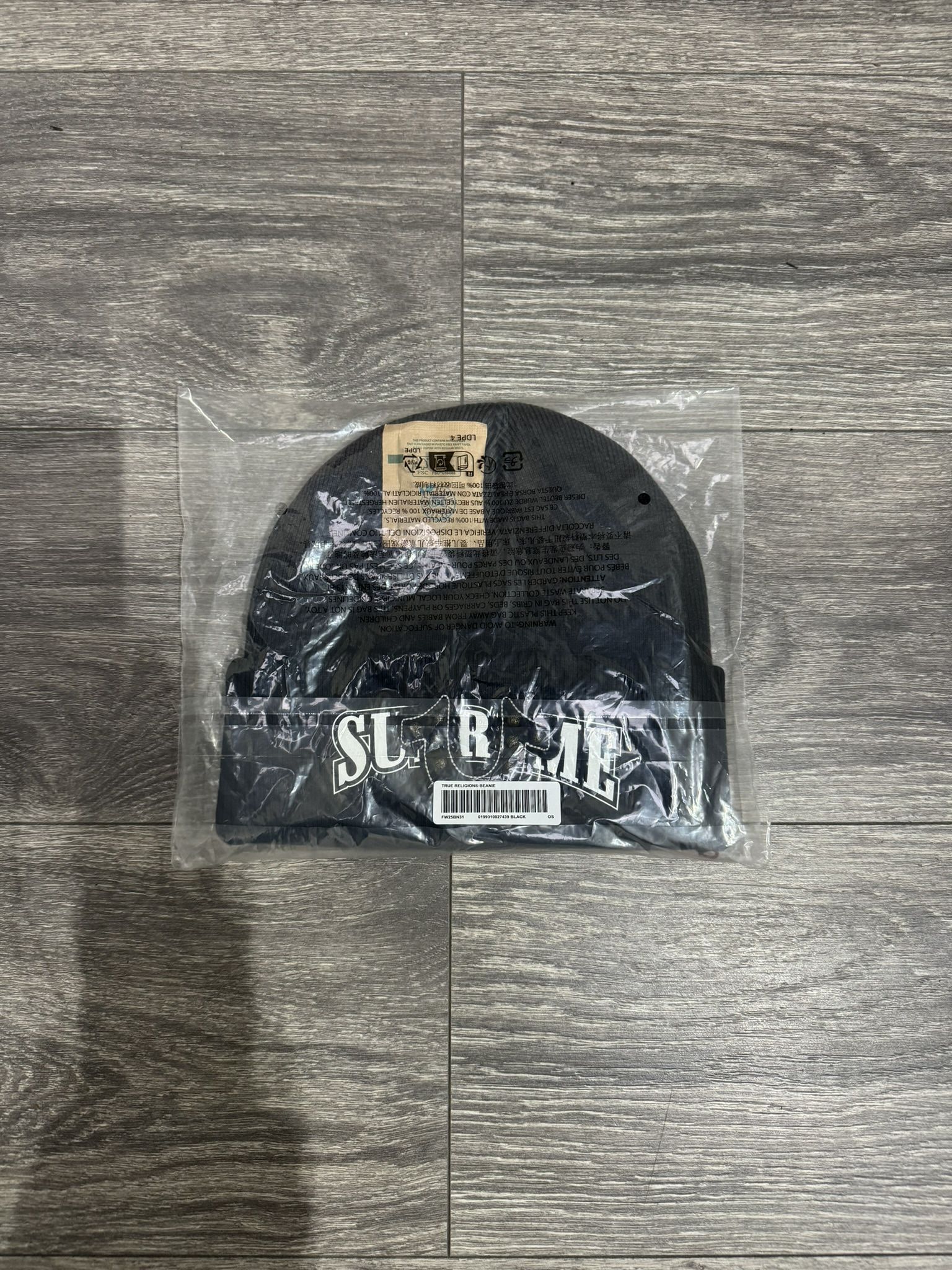 Supreme x True Religion Beanie - Black FW25’ - Brand New