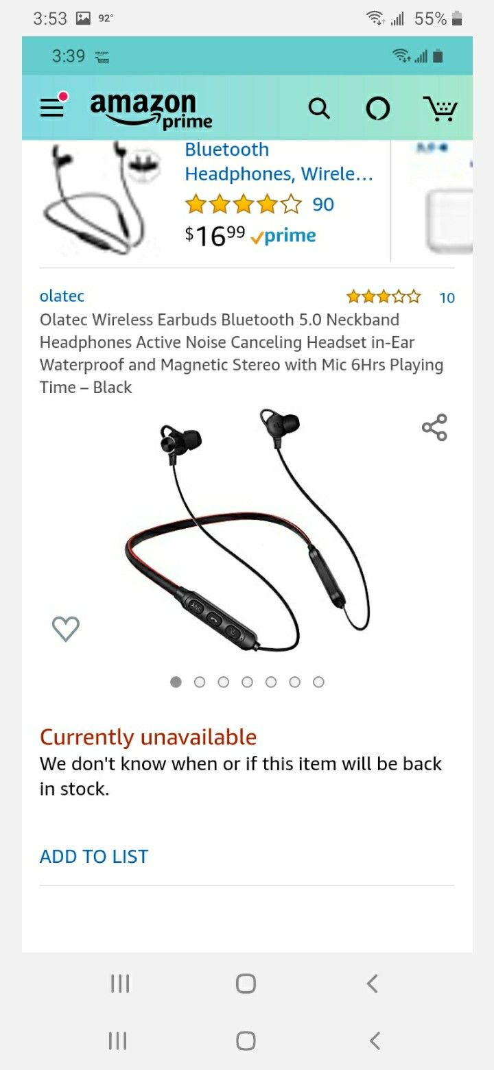 Wireless earbuds with neckband