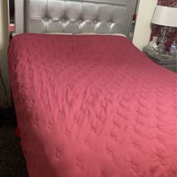 lillian silver led upholstered bed frame