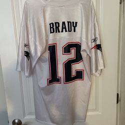 Large Tom Brady White Reebox NFL Jersey Ex Condition 