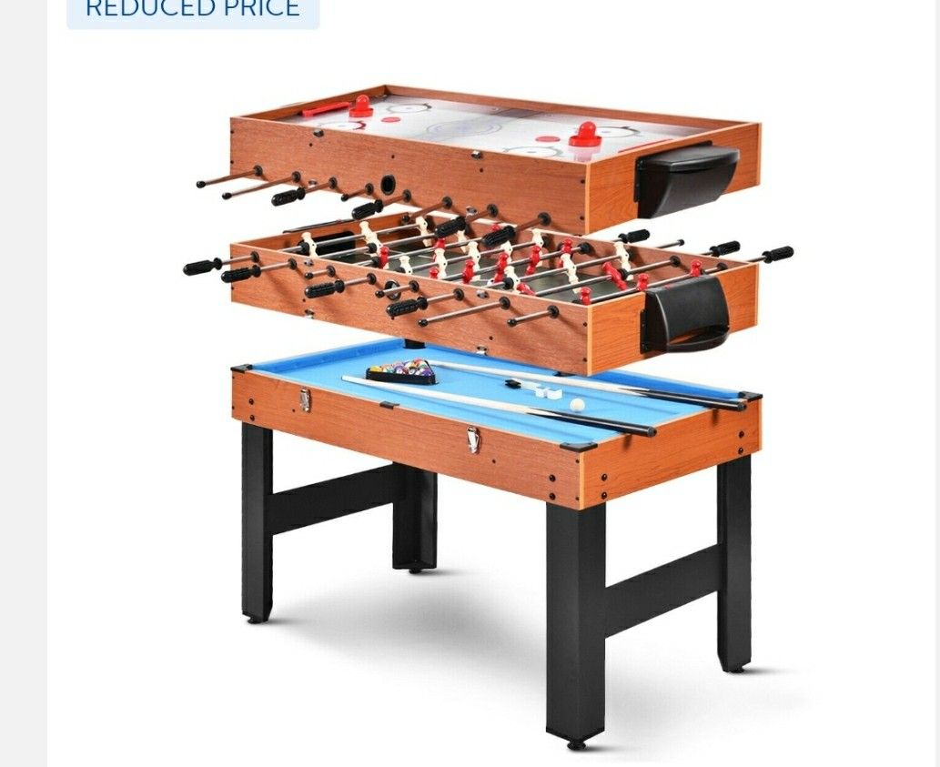 3-In-1 Multi Combo Game Table Foosball Soccer Billiards Pool Hockey