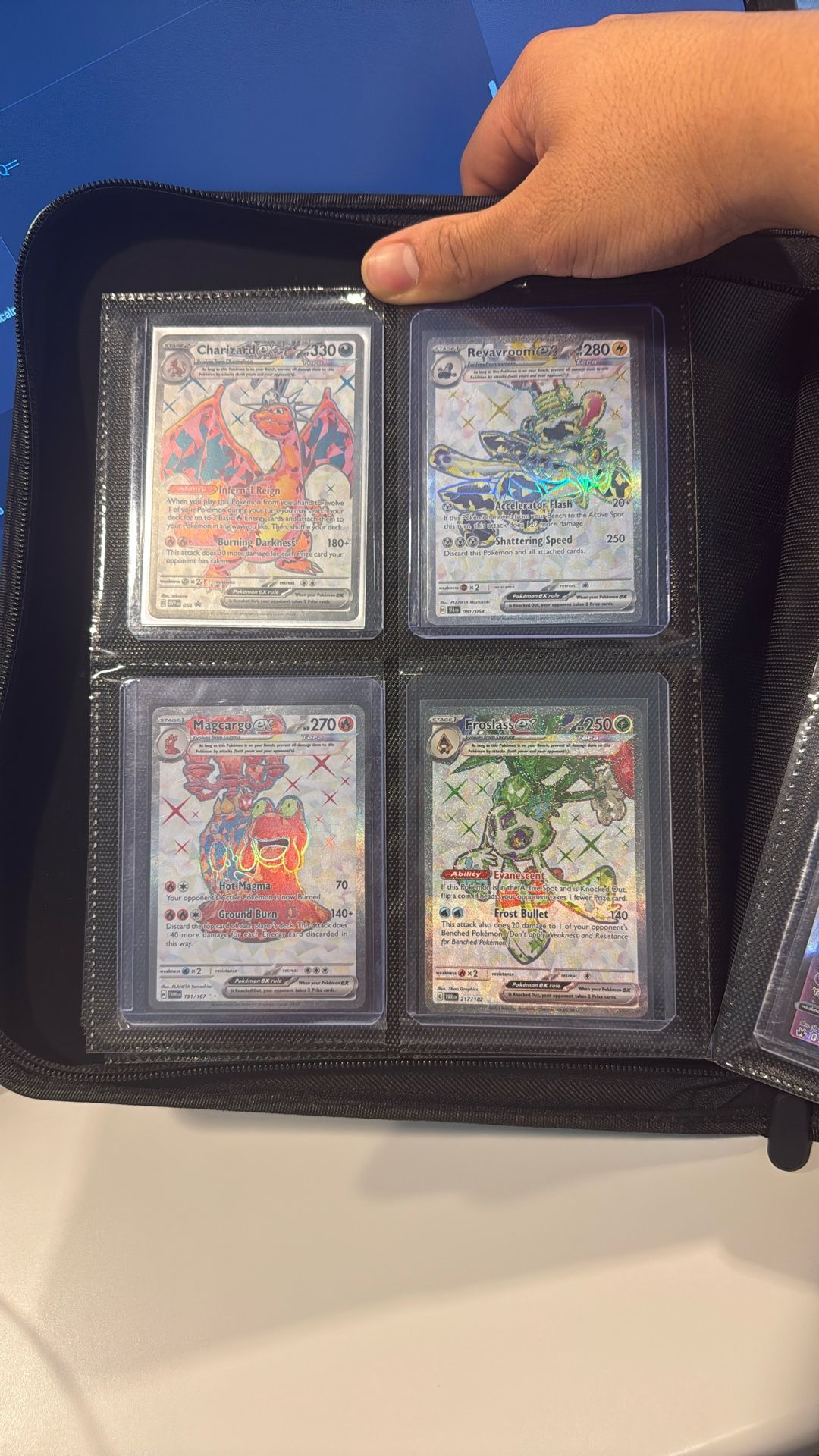 Tera Crown Holo Pokemon Cards: Charizard EX #056, Revaroom EX #081, Magcargo EX #191, Froslass EX #217