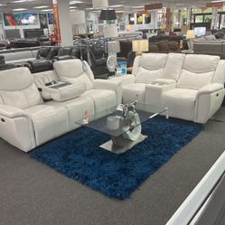 Price Drop Now‼️Stunning White Power Reclining Sofa&Loveseat Available Limited Time $1799‼️