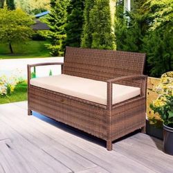 Barton Deck Box w/Seat Cushion Outdoor Patio Storage Bench Shed Cabinet Container Furniture Pools Yard Tools Porch Backyard
